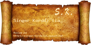Singer Kordélia névjegykártya